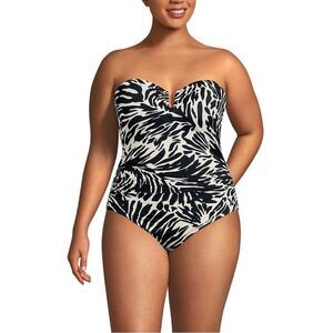 Land's End plus Stan slender suit tummy control Uwire bandeau piece swimsuit Var